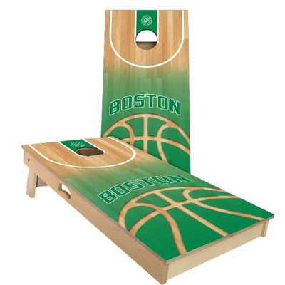 Skip's Garage Boston Themed Cornhole Set - Premium 2x4 (Corn Bags) - Include Case + Edge Lights
