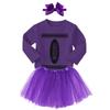 Crayon Costume - Arts and Crafts Long Sleeve Toddler T-Shirt + Tutu Skirt + Bow Headband Set (Long Sleeve Purple T-Shirt/Purple Tutu, 2T) view 2