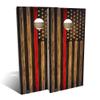 Skip's Garage Charred Firefighter USA Thin Red Line Cornhole Set - Premium 2x4 (Weather Bags) - Include Carry Case view 1