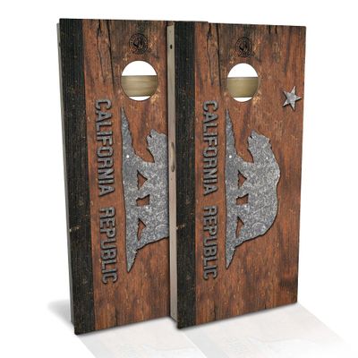 Skip's Garage California Rustic Flag Cornhole Set - Backyard 2x4 (Corn Bags) - NO Accessories