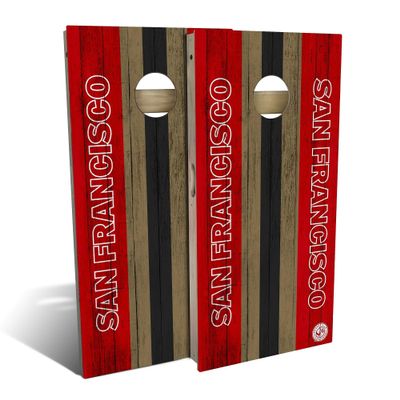 Skip's Garage San Francisco #1 Themed Cornhole Set - Premium 2x4 (Weather Bags) - Include Hole + Edge Lights