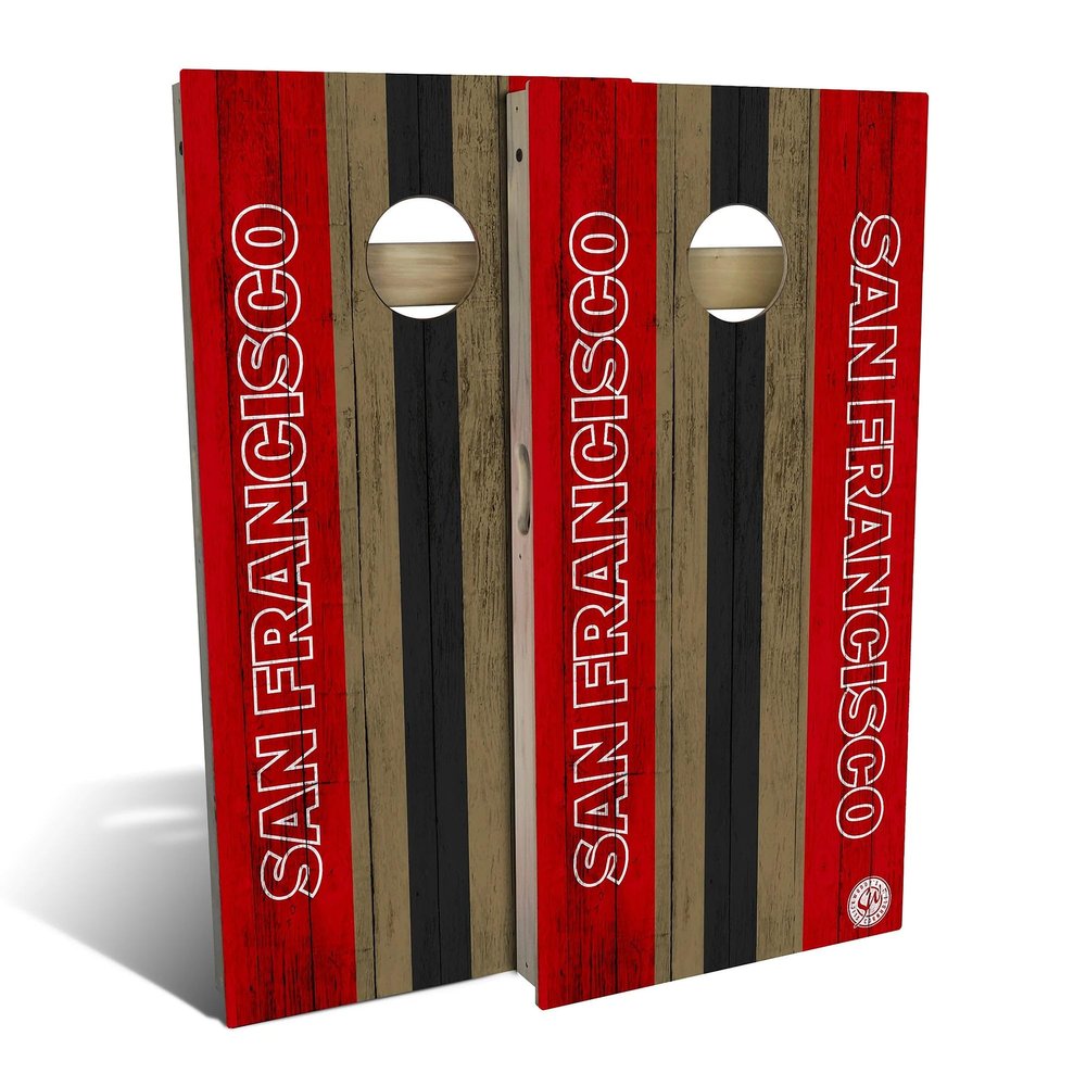 Skip's Garage San Francisco #1 Themed Cornhole Set - Premium 2x4 (Weather Bags) - Include Hole + Edge Lights