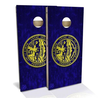 Skip's Garage Nebraska Flag Cornhole Set - Backyard 2x4 (Corn Bags) - Include Hole + Edge Lights