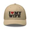 RIVEMUG I Love My Wife Trucker Hat Curved Bill Mid Crown Adjustable Funny Cap Khaki view 1
