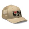 RIVEMUG I Love My Wife Trucker Hat Curved Bill Mid Crown Adjustable Funny Cap Khaki view 3
