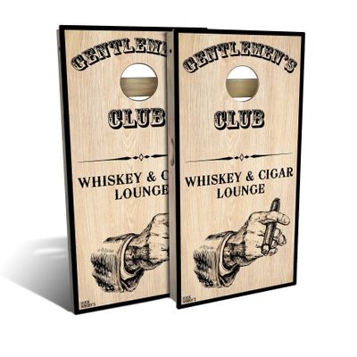 Skip's Garage Gentlemens Club Cornhole Set - Backyard 2x4 (Corn Bags) - Include Case + Hole Lights