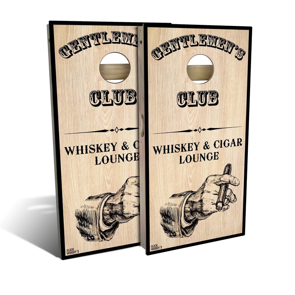 Skip's Garage Gentlemens Club Cornhole Set - Backyard 2x4 (Corn Bags) - Include Case + Hole Lights