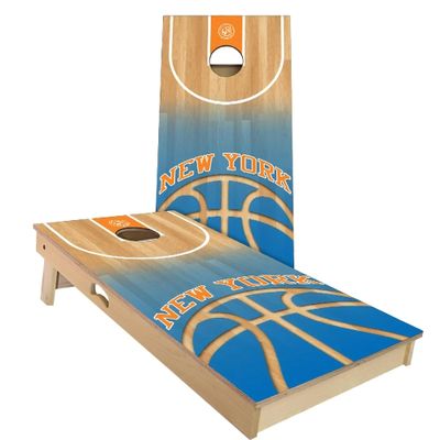 Skip's Garage New York #2 Themed Cornhole Set - All-Weather 2x4 (Weather Bags) - Include Edge Lights
