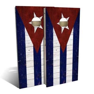 Skip's Garage Cuba Flag Cornhole Set - Backyard 2x4 (Corn Bags) - Include Carry Case