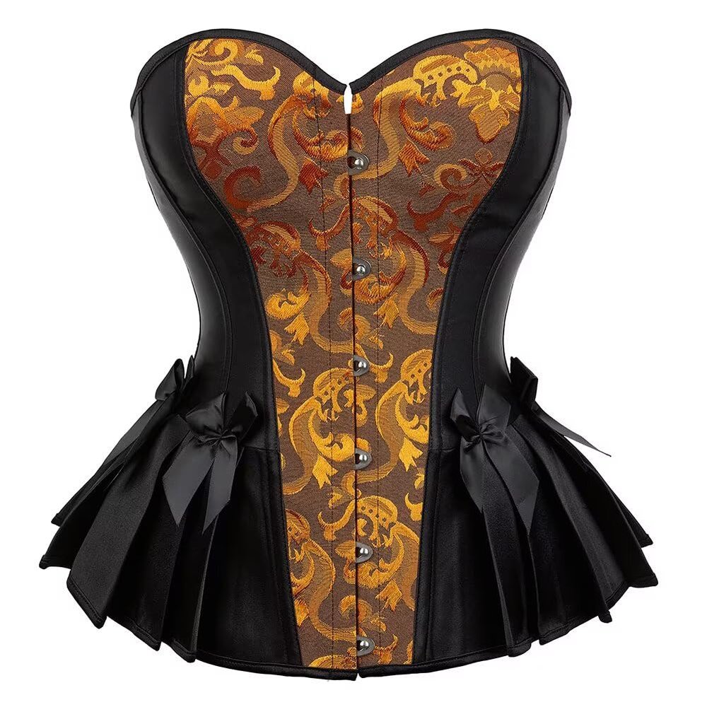 Jutrisujo Corset Top Women Outfit Lingerie Lace up Plus Size Gothic Ladies Basques Halloween Yellow L