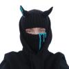 Funny Devil Horns Knitted Beanies Hat for Men Women Warm Balaclava Hat Full Face Ski Mask Hat (One Size,Black Vertical) view 1