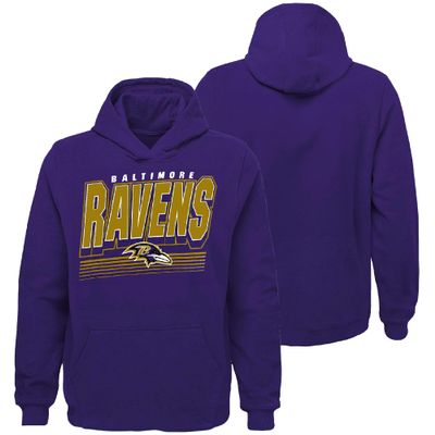 Outerstuff NFL Kids Youth 8-20 Official Team Tailgate Football Game Performance Primary Logo Long Sleeve Pullover Hoodie (10-12, Baltimore Ravens)