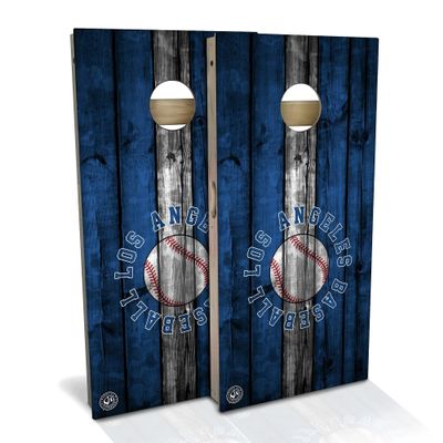 Skip's Garage Los Angeles Themed #4 Baseball Cornhole Set - Premium 2x4 (Corn Bags) - Include Hole Lights