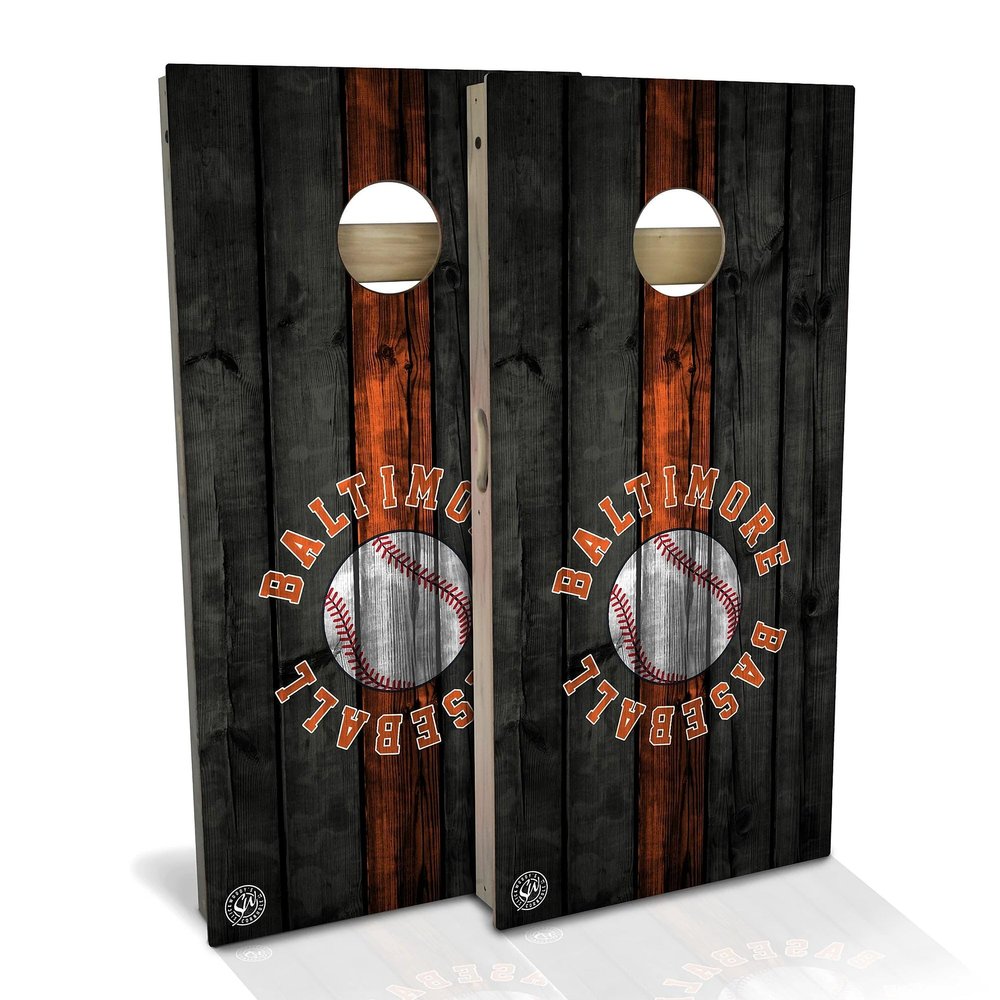 Skip's Garage Baltimore Themed Cornhole Set - Premium 2x4 (Weather Bags) - Include Case + Hole Lights