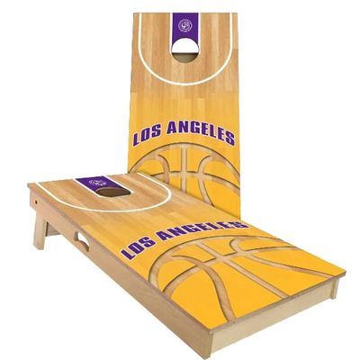 Skip's Garage Los Angeles Themed #2 Cornhole Set - Backyard 2x4 (Weather Bags) - Include Case + Edge Lights