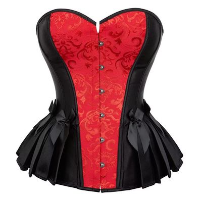 Jutrisujo Corset Top Women Outfit Lingerie Lace up Plus Size Gothic Ladies Basques Halloween Red L