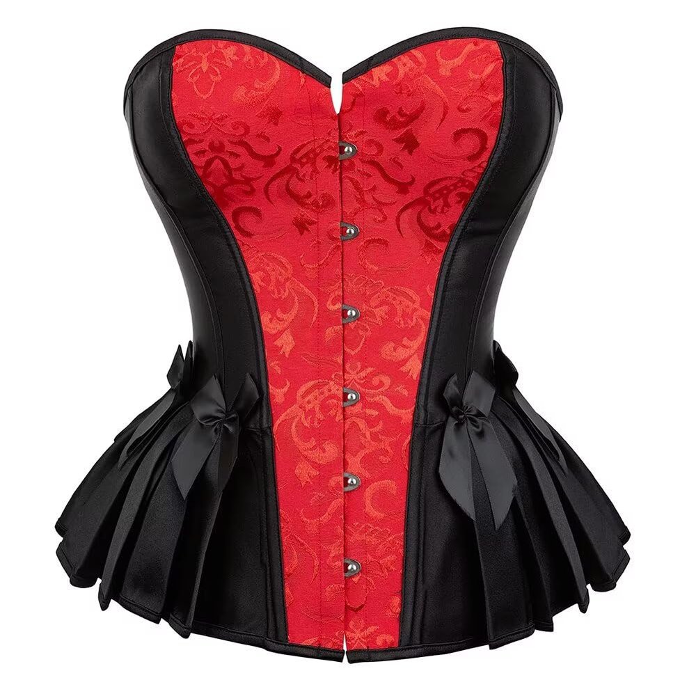 Jutrisujo Corset Top Women Outfit Lingerie Lace up Plus Size Gothic Ladies Basques Halloween Red L