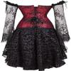 Jutrisujo Corset Top Skirt Set Dress Bustier Lace Long Sleeves Floral Plus Size Costume Halloween Women Red L view 3