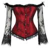 Jutrisujo Corset Top Skirt Set Dress Bustier Lace Long Sleeves Floral Plus Size Costume Halloween Women Red L view 4