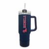 Campus Colors College & University 40 oz Travel Tumbler With Handle - Dual Option Lid With Straw - Vacuum Insulated Stainless Steel (Ole Miss Rebels - Navy) view 1