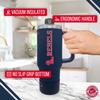 Campus Colors College & University 40 oz Travel Tumbler With Handle - Dual Option Lid With Straw - Vacuum Insulated Stainless Steel (Ole Miss Rebels - Navy) view 3