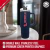 Campus Colors College & University 40 oz Travel Tumbler With Handle - Dual Option Lid With Straw - Vacuum Insulated Stainless Steel (Ole Miss Rebels - Navy) view 4