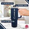 Campus Colors College & University 40 oz Travel Tumbler With Handle - Dual Option Lid With Straw - Vacuum Insulated Stainless Steel (Penn State Nittany Lions - Navy) view 3