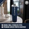Campus Colors College & University 40 oz Travel Tumbler With Handle - Dual Option Lid With Straw - Vacuum Insulated Stainless Steel (Penn State Nittany Lions - Navy) view 4