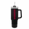 Campus Colors College & University 40 oz Travel Tumbler With Handle - Dual Option Lid With Straw - Vacuum Insulated Stainless Steel (Oklahoma Sooners - Black) view 1