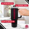 Campus Colors College & University 40 oz Travel Tumbler With Handle - Dual Option Lid With Straw - Vacuum Insulated Stainless Steel (Oklahoma Sooners - Black) view 3