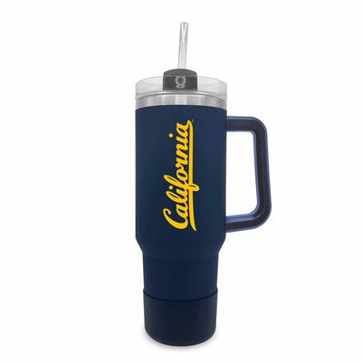 Campus Colors College & University 40 oz Travel Tumbler With Handle - Dual Option Lid With Straw - Vacuum Insulated Stainless Steel (Cal Golden Bears - Navy)