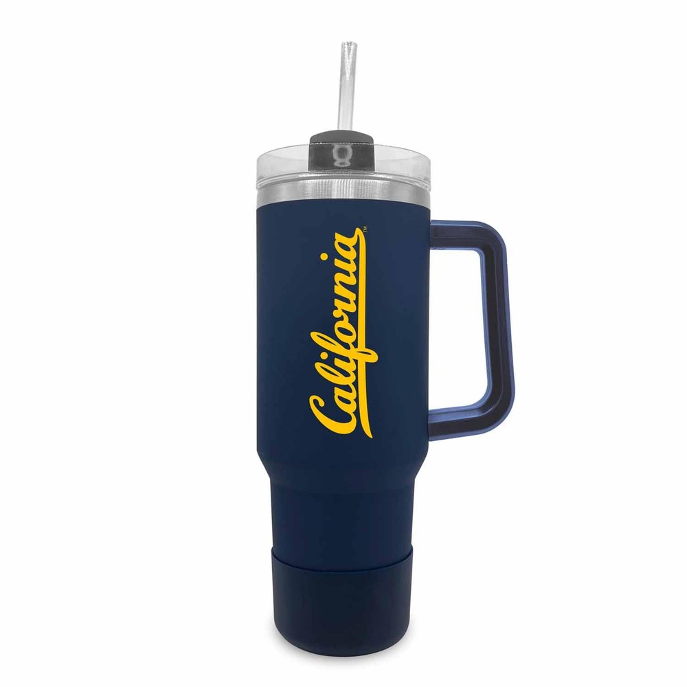 Campus Colors College & University 40 oz Travel Tumbler With Handle - Dual Option Lid With Straw - Vacuum Insulated Stainless Steel (Cal Golden Bears - Navy)