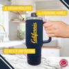 Campus Colors College & University 40 oz Travel Tumbler With Handle - Dual Option Lid With Straw - Vacuum Insulated Stainless Steel (Cal Golden Bears - Navy) view 3