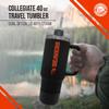 Campus Colors College & University 40 oz Travel Tumbler With Handle - Dual Option Lid With Straw - Vacuum Insulated Stainless Steel (Oregon State Beavers - Black) view 2