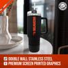 Campus Colors College & University 40 oz Travel Tumbler With Handle - Dual Option Lid With Straw - Vacuum Insulated Stainless Steel (Oregon State Beavers - Black) view 4
