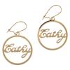 Gold Tone name 'Cathy' Pierced Earrings Or Clip Adorable Statement Jewelry Earrings for Women AG4587 view 2