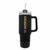 Campus Colors College & University 40 oz Travel Tumbler With Handle - Dual Option Lid With Straw - Vacuum Insulated Stainless Steel (Washington Huskies - Black) view 1