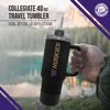 Campus Colors College & University 40 oz Travel Tumbler With Handle - Dual Option Lid With Straw - Vacuum Insulated Stainless Steel (Washington Huskies - Black) view 2