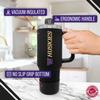 Campus Colors College & University 40 oz Travel Tumbler With Handle - Dual Option Lid With Straw - Vacuum Insulated Stainless Steel (Washington Huskies - Black) view 3