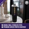 Campus Colors College & University 40 oz Travel Tumbler With Handle - Dual Option Lid With Straw - Vacuum Insulated Stainless Steel (Washington Huskies - Black) view 4