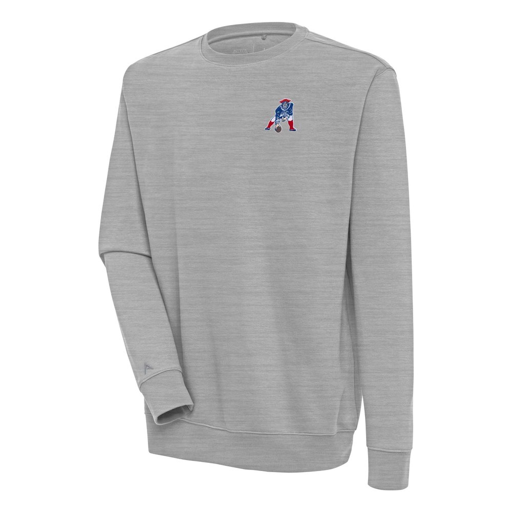 Antigua Men's Heather Gray New England Patriots Throwback Logo Victory Pullover Sweatshirt