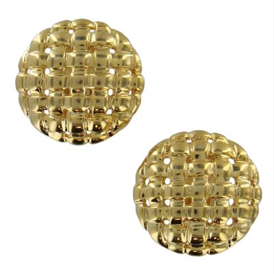 Large Gold Tone Round Basket Weave Textured Clip On Earrings 1/2' Vintage Adorable Statement Jewelry Earrings for Women AG4717