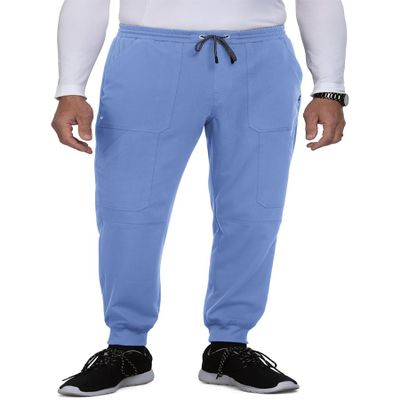KOI Next Gen Men's Day to Night Jogger Scrub Pants, 7 Pockets, 4-Way Stretch True Ceil Small Short