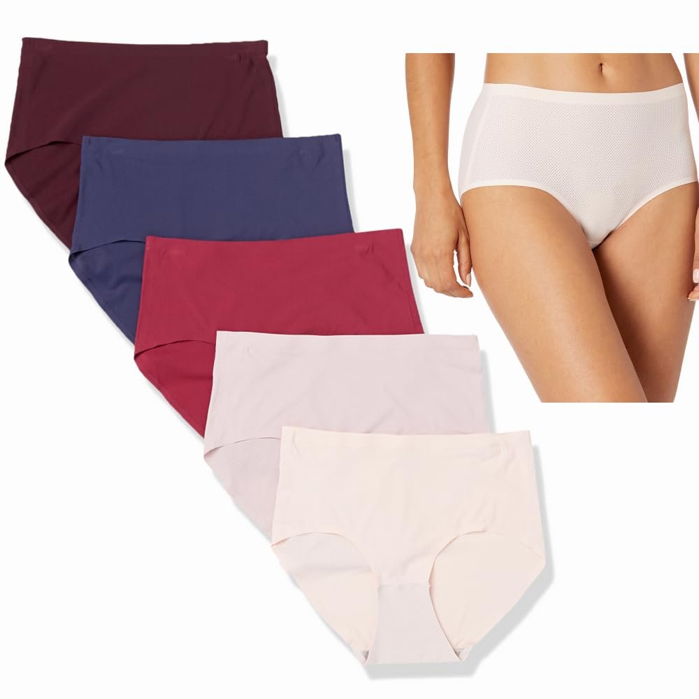 Amazon Essentials Women's Standard Full Coverage, 5 Pack Briefs (High Waist), Medium