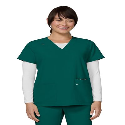 KOI Next Gen Hustle and Heart Women's 3-Pocket Stretch Scrub Top Hunter Medium