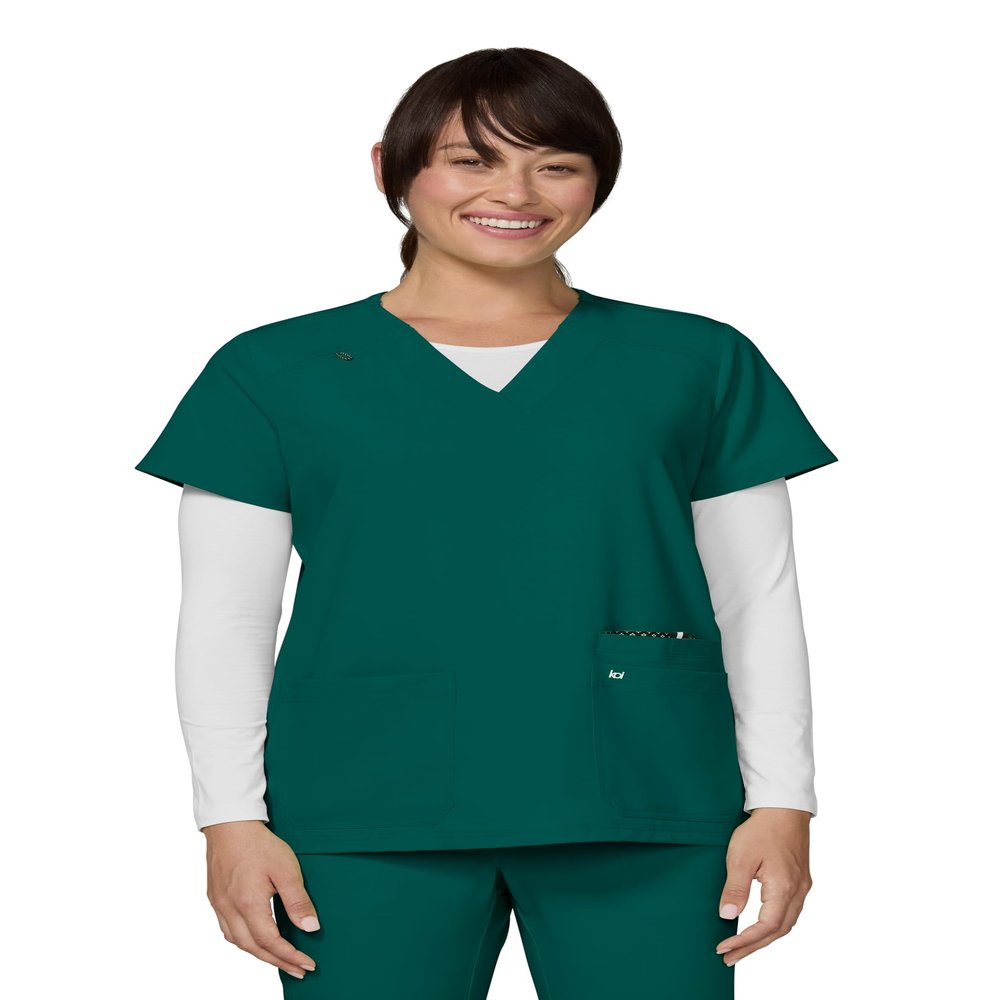 KOI Next Gen Hustle and Heart Women's 3-Pocket Stretch Scrub Top Hunter Medium