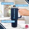 Campus Colors College & University 40 oz Travel Tumbler With Handle - Dual Option Lid With Straw - Vacuum Insulated Stainless Steel (Columbia Lions - Navy) view 3