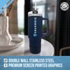 Campus Colors College & University 40 oz Travel Tumbler With Handle - Dual Option Lid With Straw - Vacuum Insulated Stainless Steel (Columbia Lions - Navy) view 4