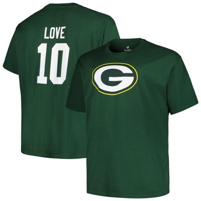 Fanatics Men's Jordan Love Green Green Bay Packers Big & Tall Player Name & Number T-Shirt