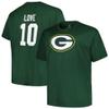 Fanatics Men's Jordan Love Green Green Bay Packers Big & Tall Player Name & Number T-Shirt view 1